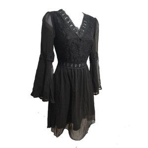 Nwt Lace Overlay Bell Sleeves Dress S